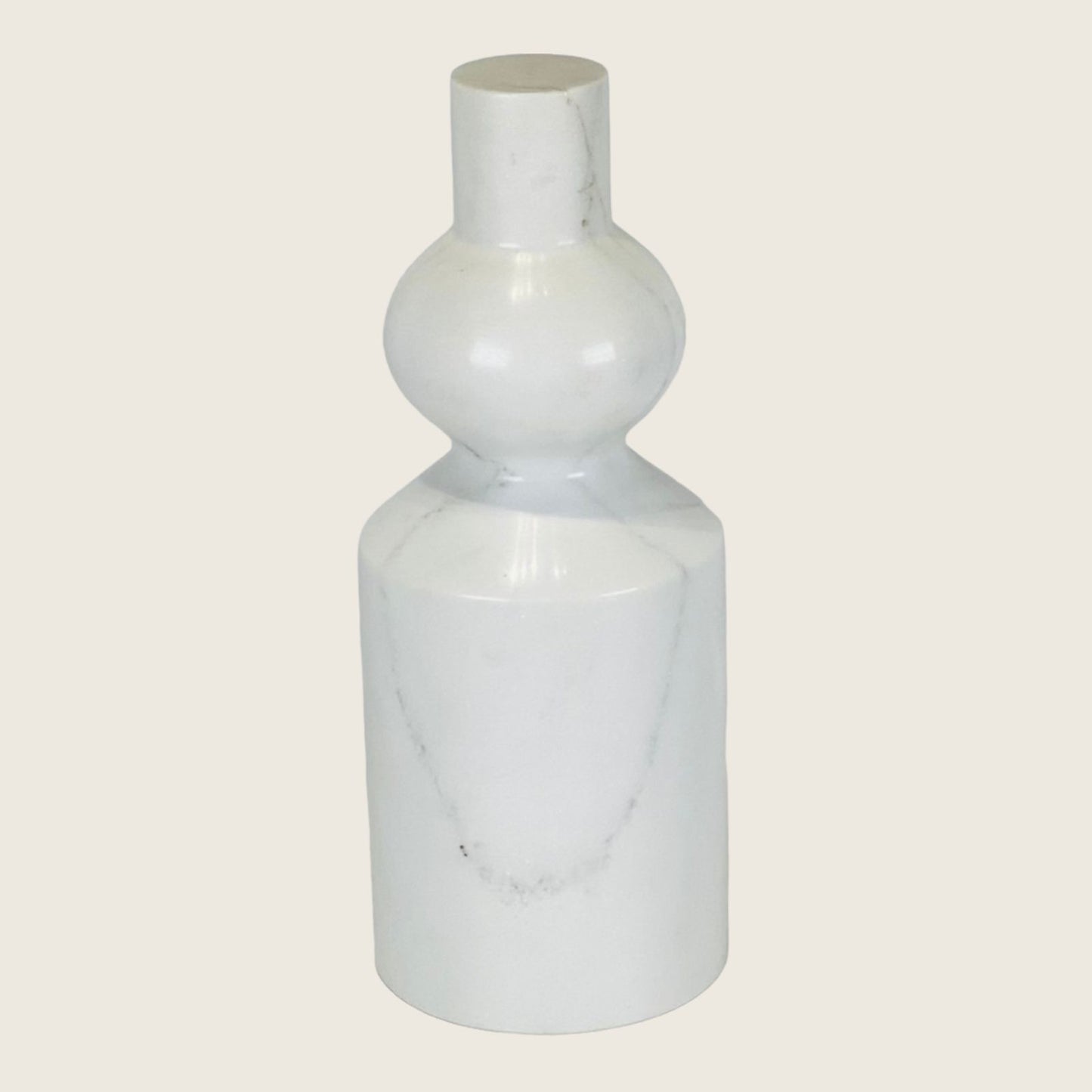 Bulged Short Neck Marble Bottle - White