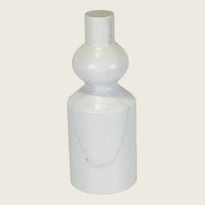 Bulged Short Neck Marble Bottle - White