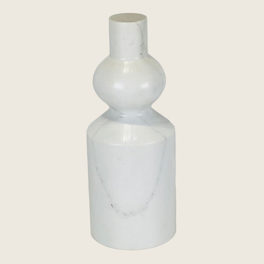 Bulged Short Neck Marble Bottle - White