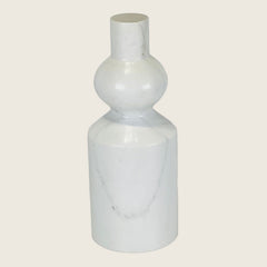 Bulged Short Neck Marble Bottle - White