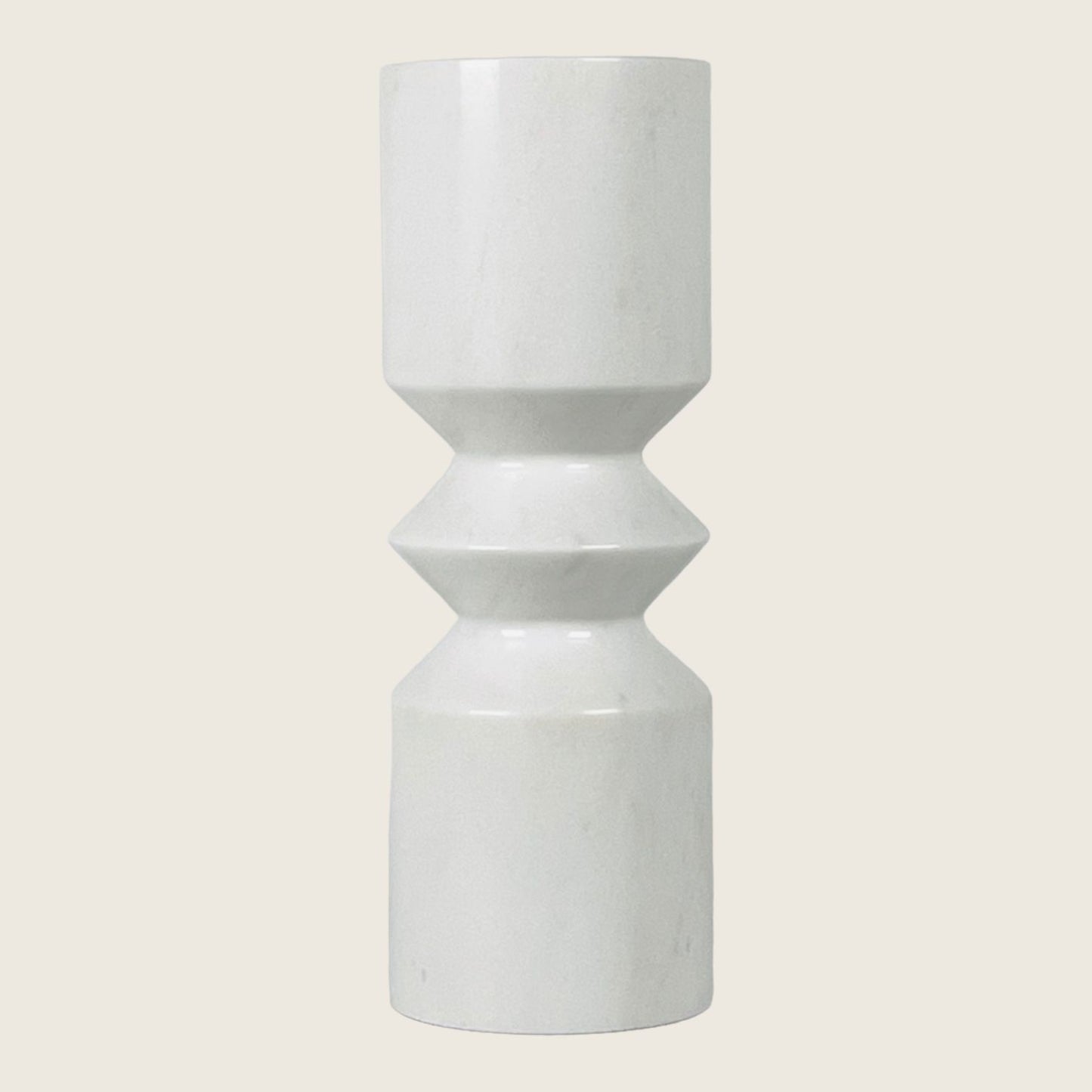 Bulged Disc Candle Stand - White