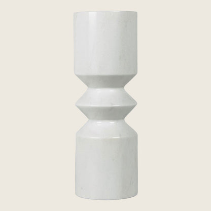 Bulged Disc Candle Stand - White