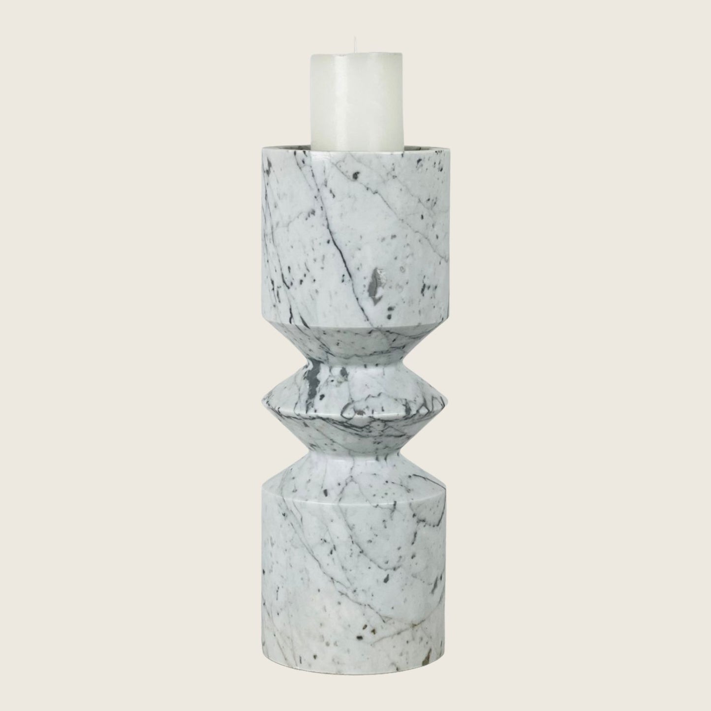 Bulged Disc Candle Stand - Carrara