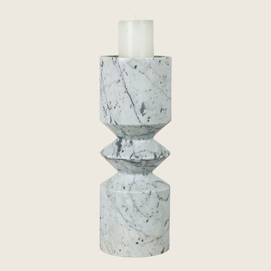 Bulged Disc Candle Stand - Carrara