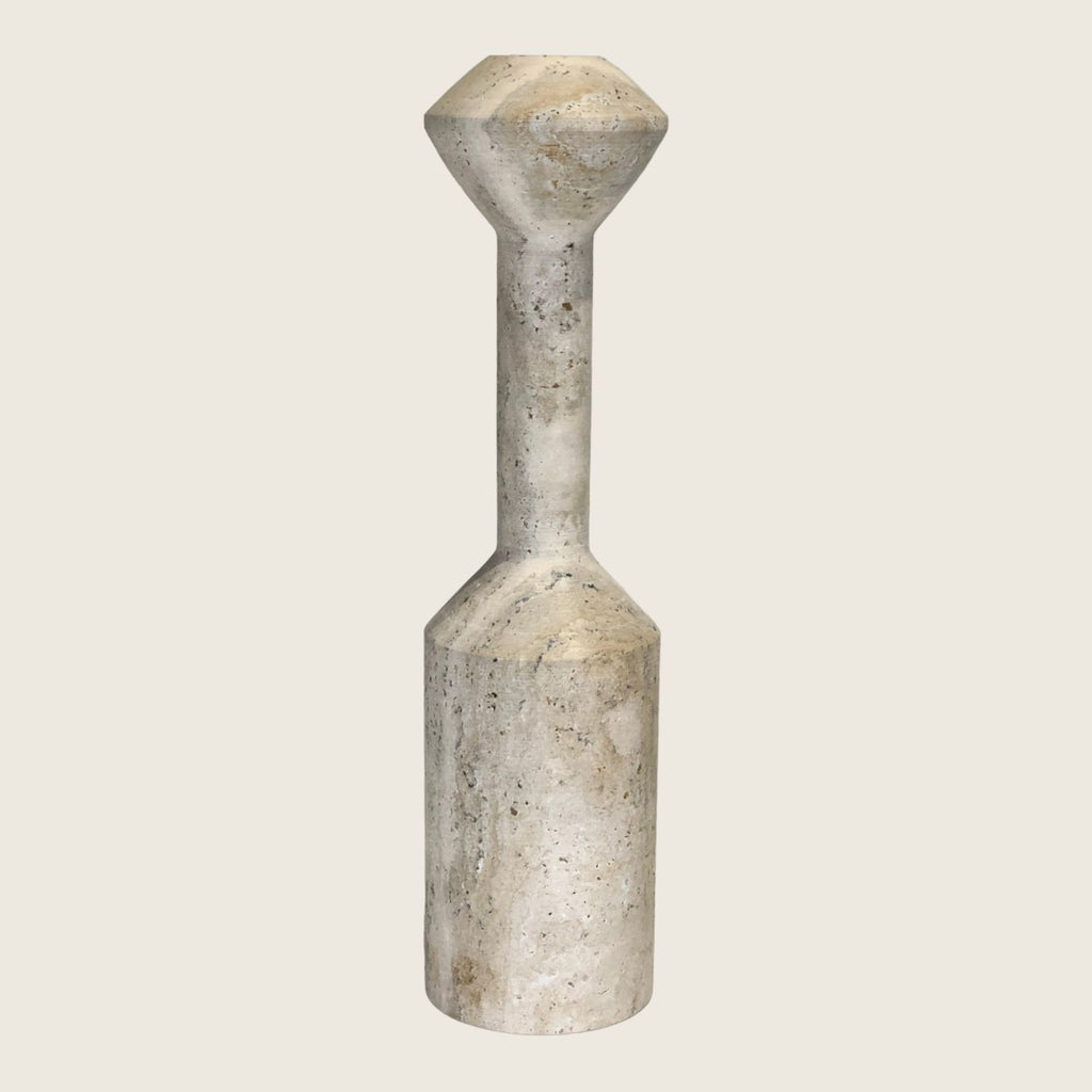 Long Bottled Streaked Travertine Candle Stand