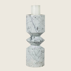 Bulged Disc Candle Stand - Carrara