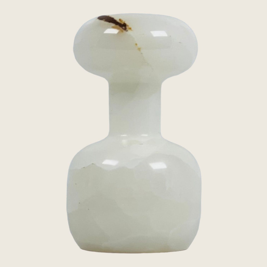 Dumbbell White Onyx Marble Candle Stand