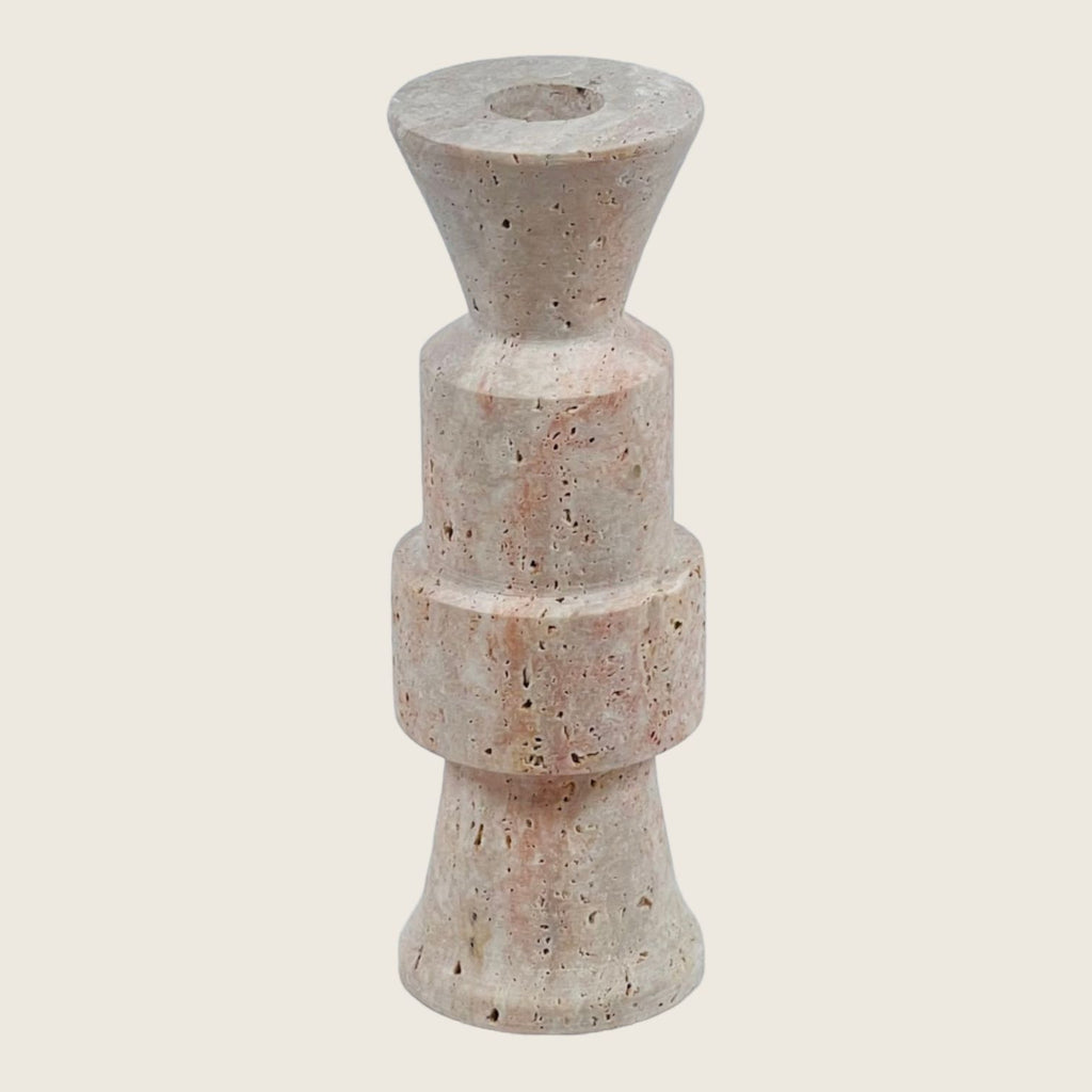 Pawn Travertine Candle Stand