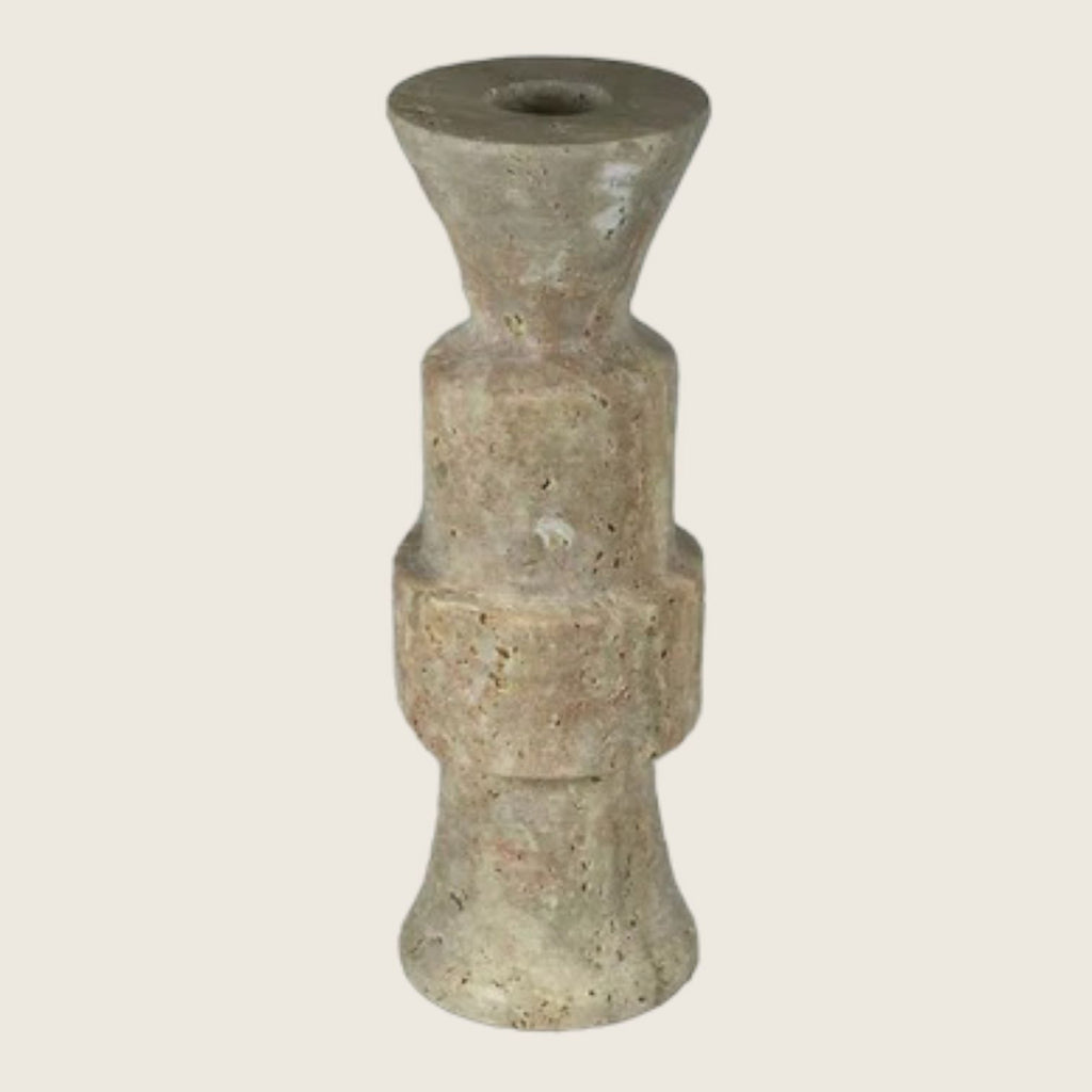 Pawn Travertine Candle Stand