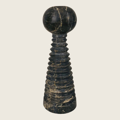 Striated Bobble Candle Stand - Black