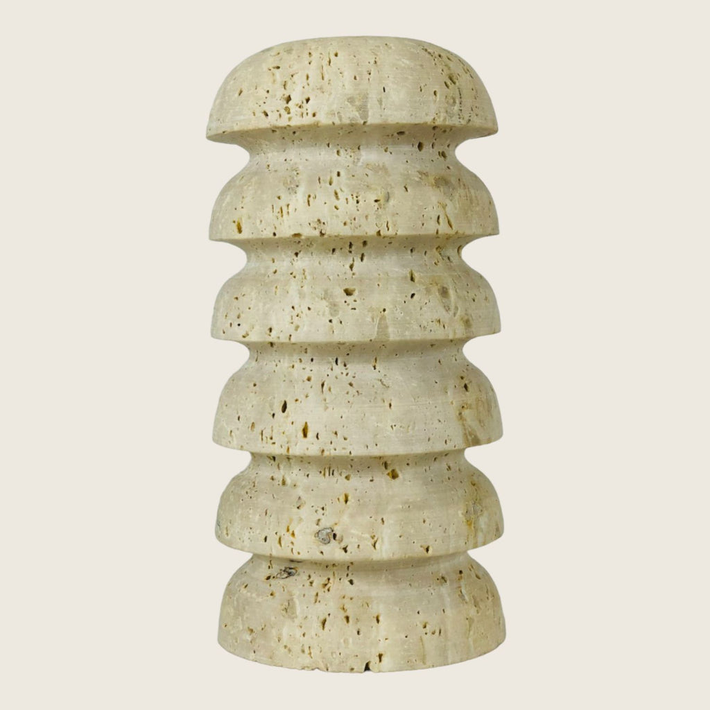 Stacked Domes Travertine Candle Stand