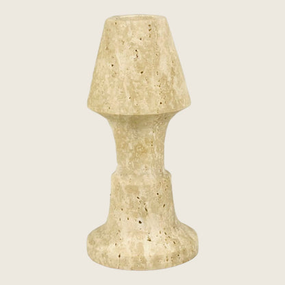 Frustum Capped Candle Stand - Travertine