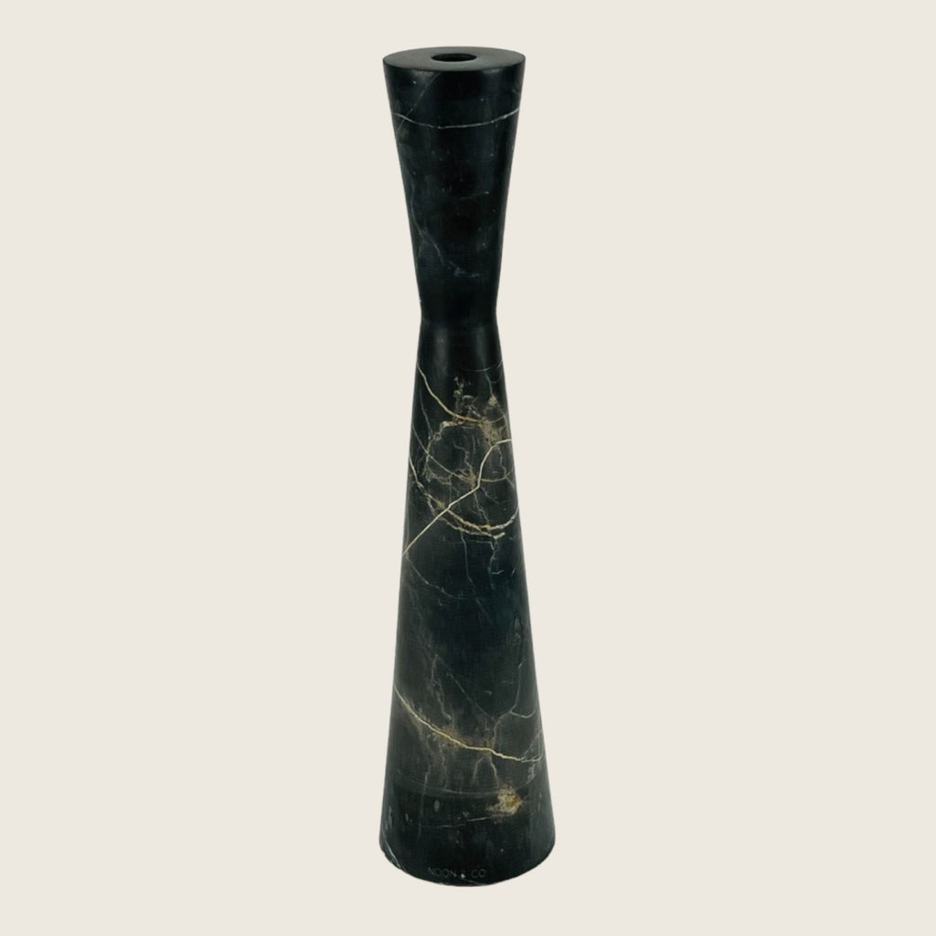 Long Funnel Black Marble Candle Stand (Large)