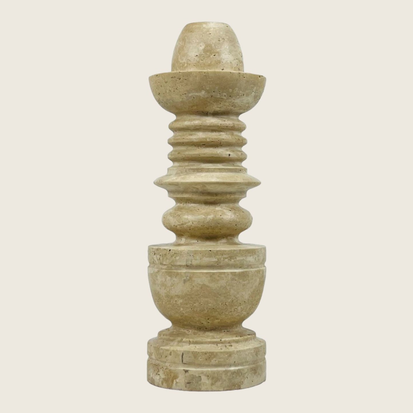 Cairn Candle Stand - Travertine