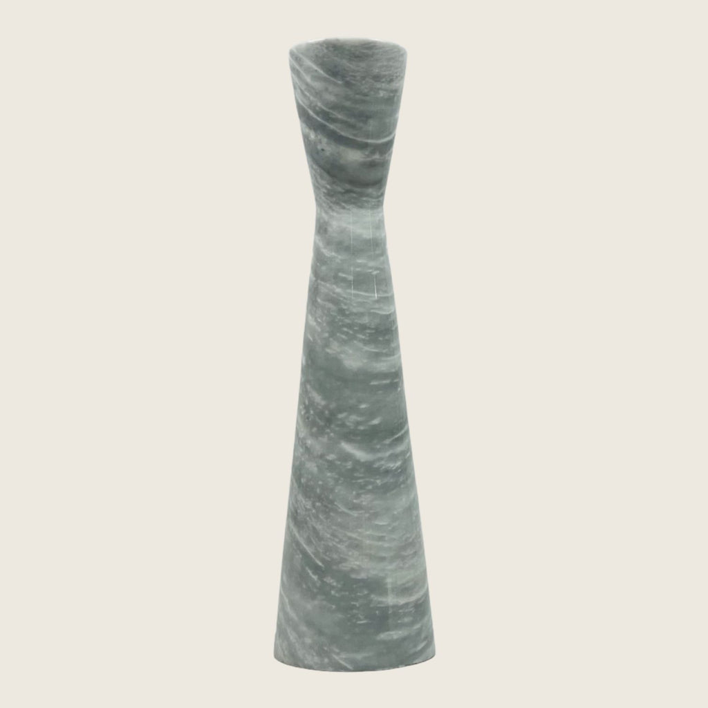 Long Funnel Grey Streaked Marble Candle Stand (Small)