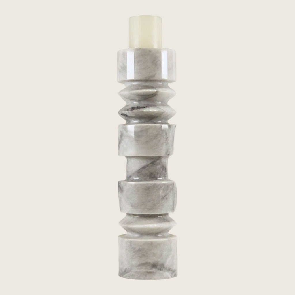 Pillar Streaked Marble Candle Stand (Large)