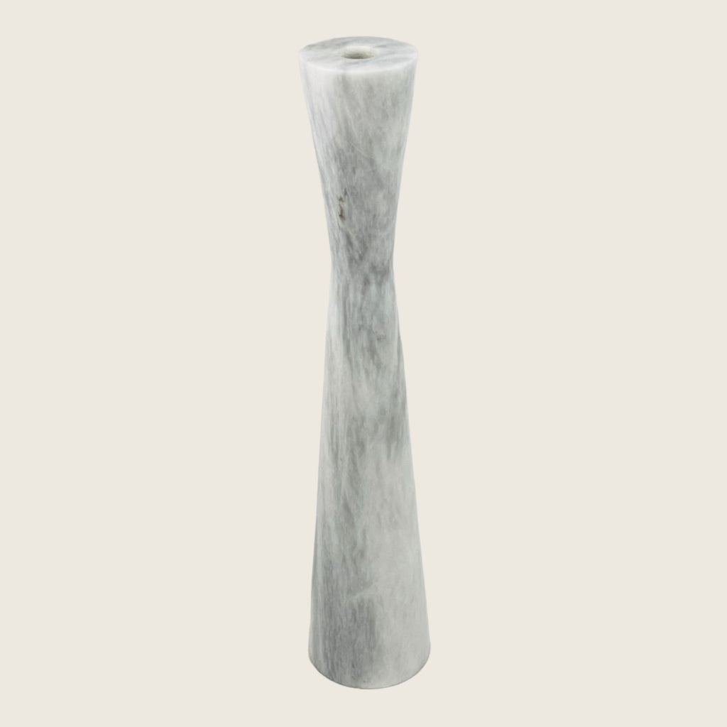 Long Funnel Grey Streaked Marble Candle Stand (Large)