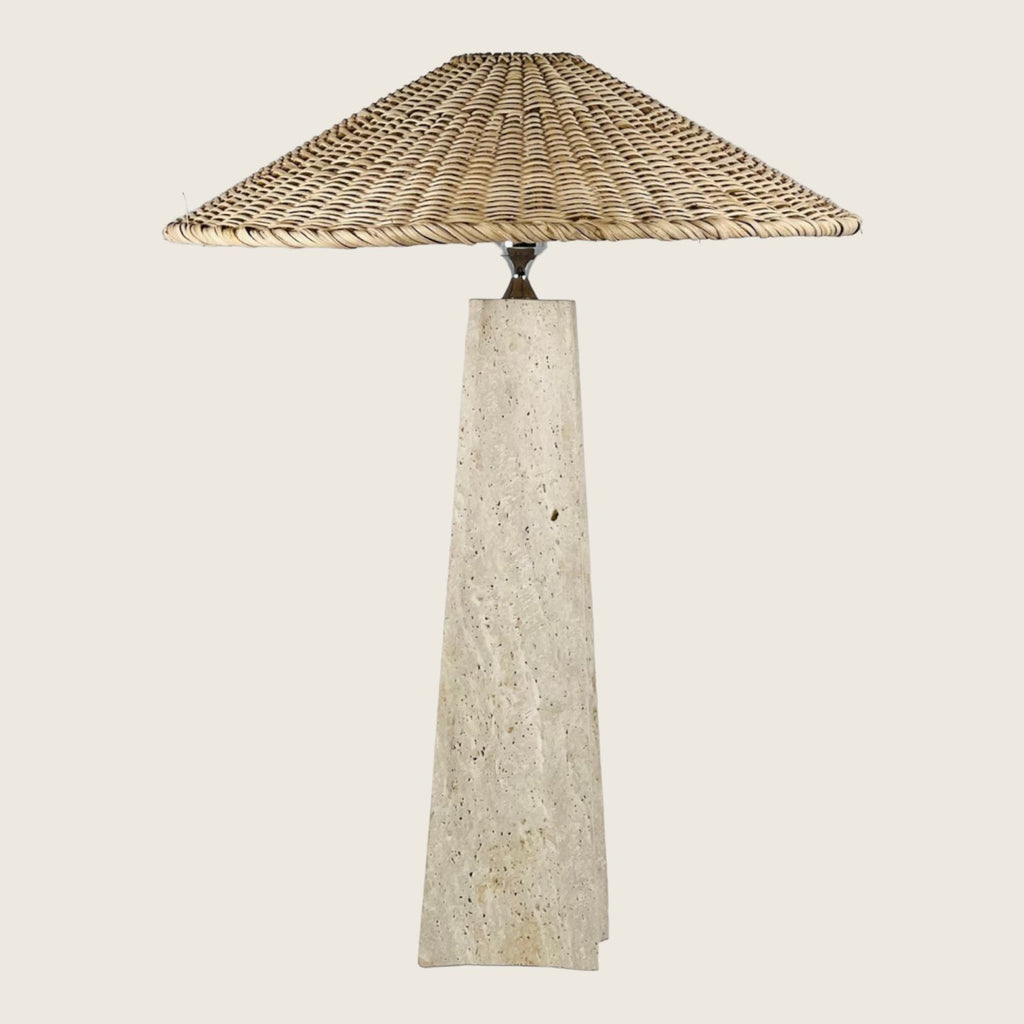 Tall Curved Bottom Travertine Table Lamp