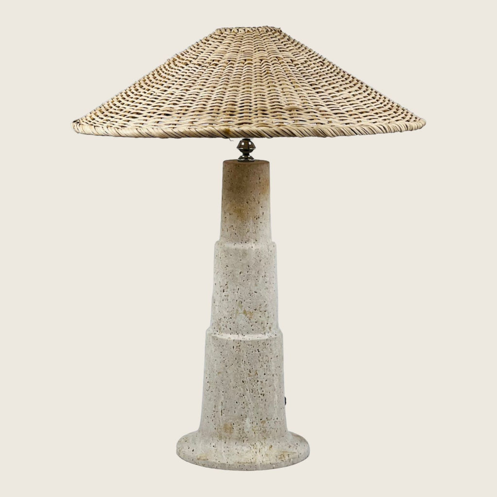 Stepped Travertine Table Lamp