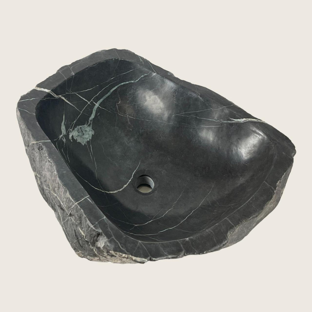 Deep Grey Lined River Stone Sink