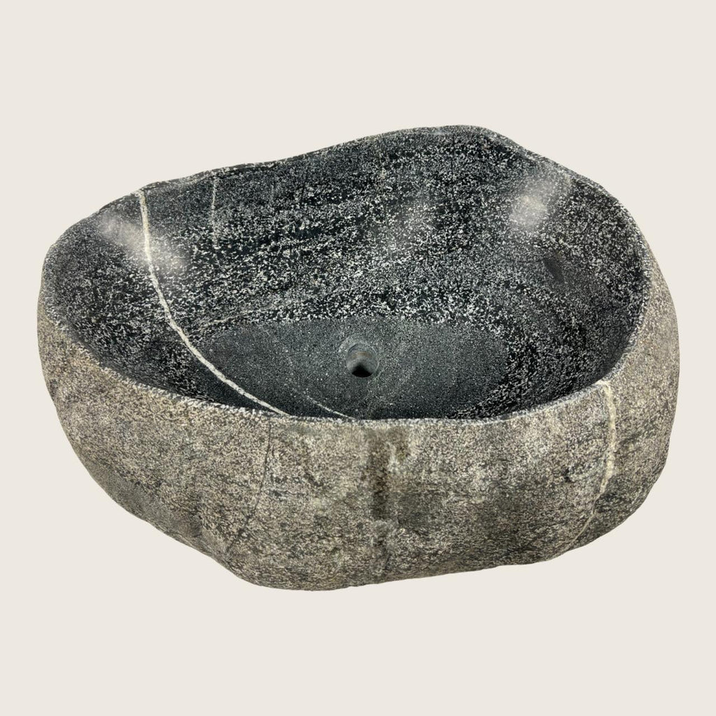 White Speckled River Stone Sink