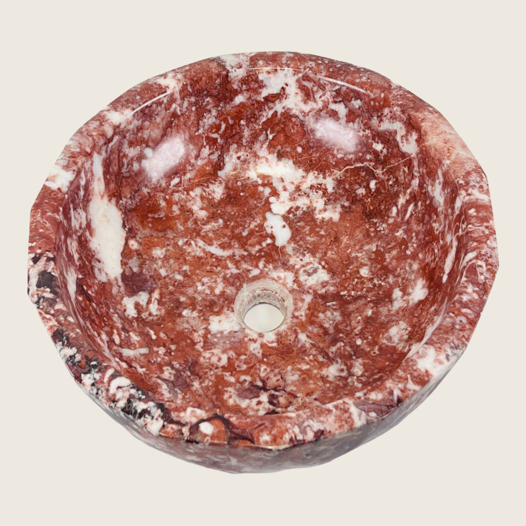 Red Streaked Marble Sink