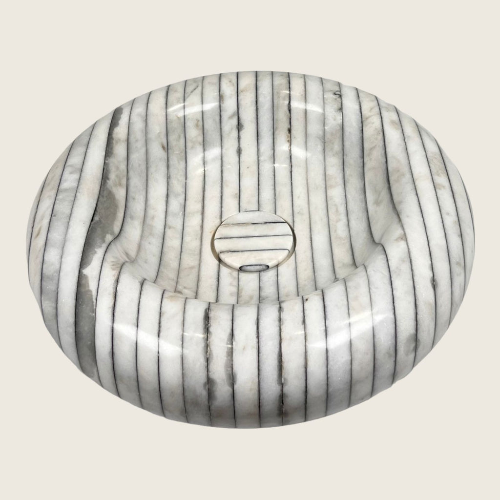 Pinstripe Round Marble Sink