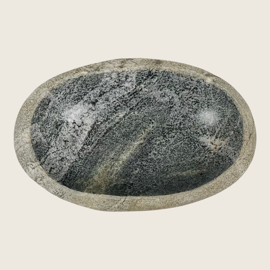 Grey Scale River Stone Serving Bowl