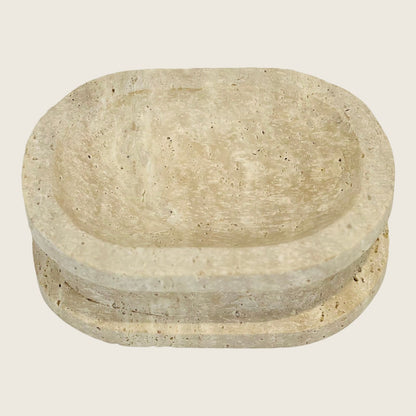 Double Sided Soap Dish - Travertine