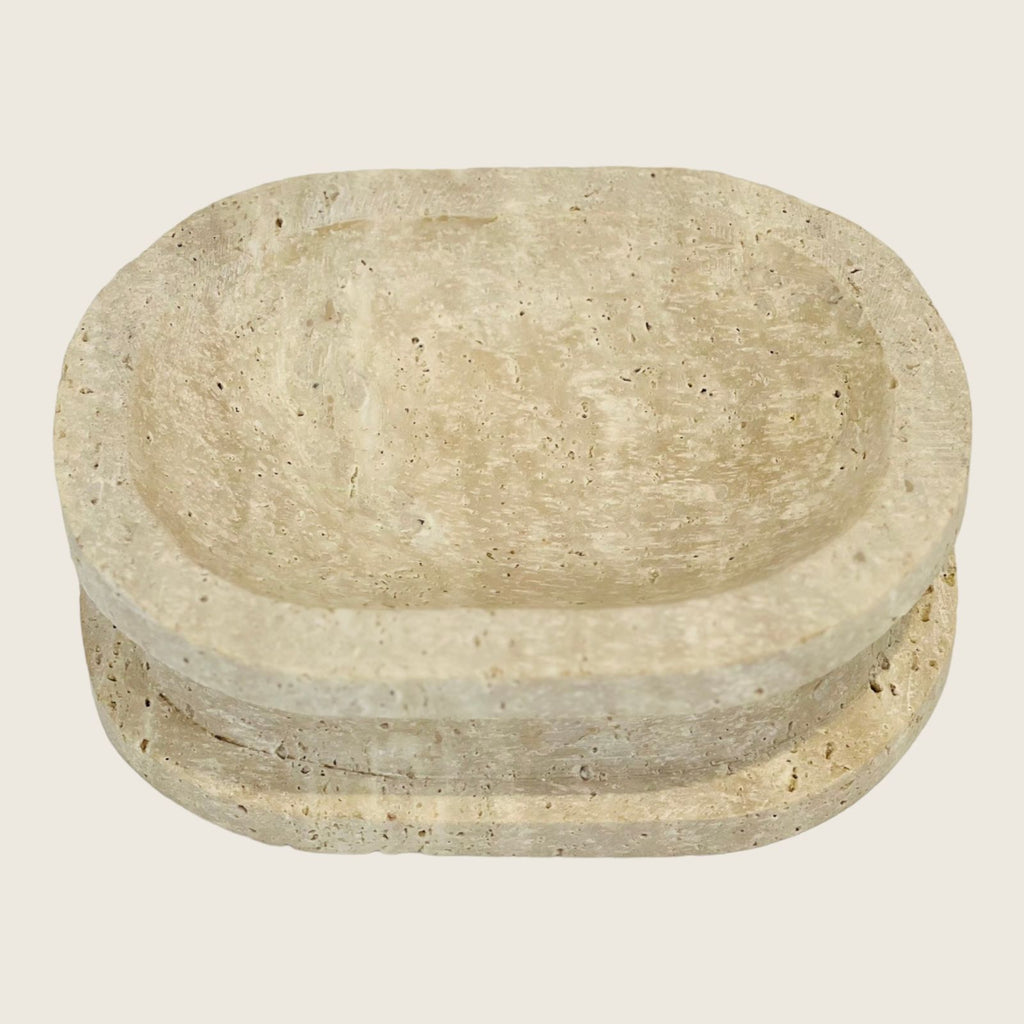 Travertine Double Sided Beige Soap Dish