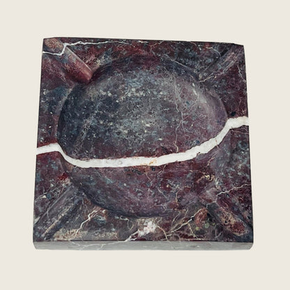 Square Marble Ash Tray - Burgundy