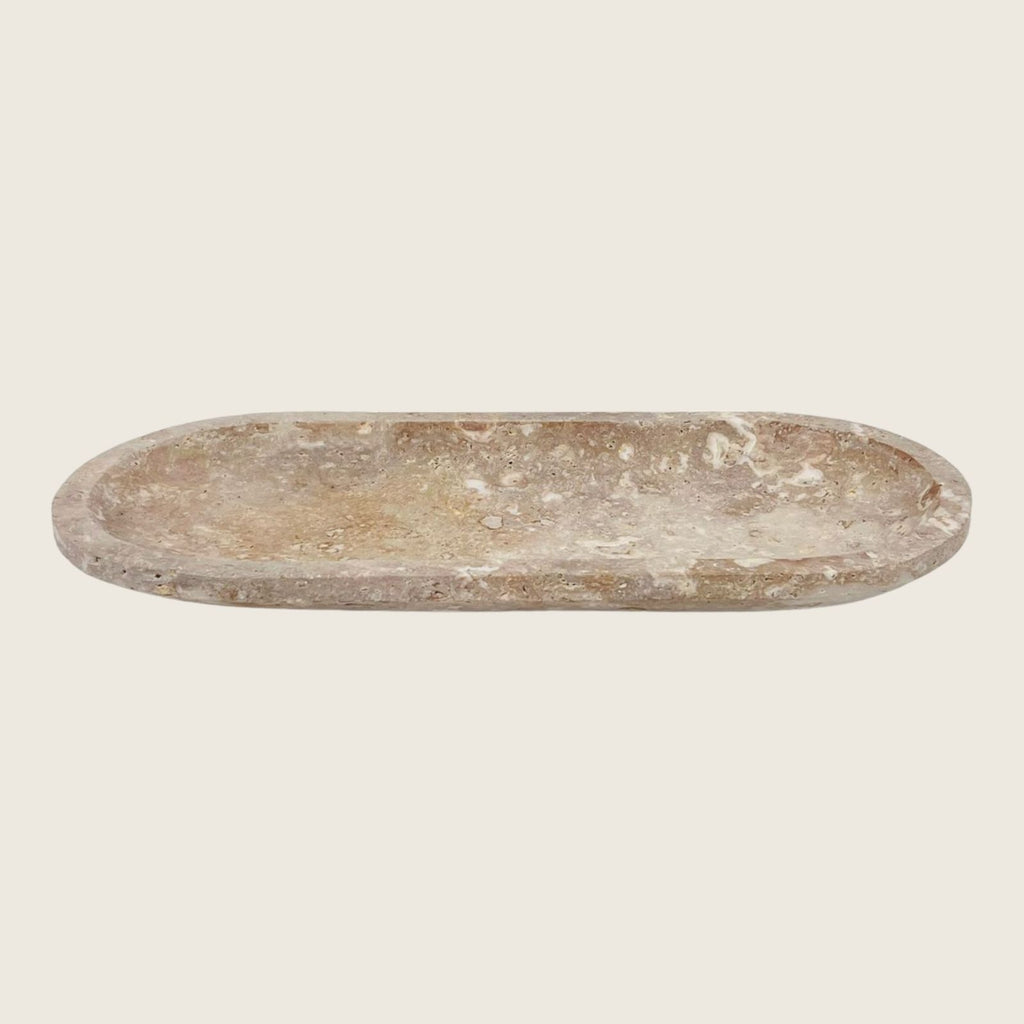 Travertine Oval White Splotched Tray