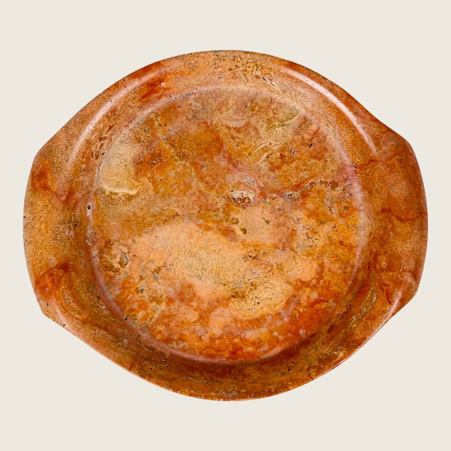 Red Travertine Round Tray