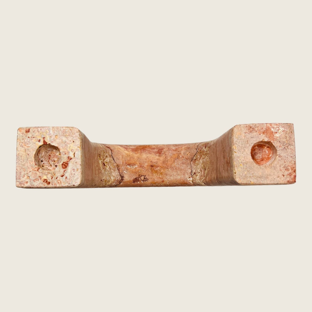 Double Headed Red Travertine Candle Stand