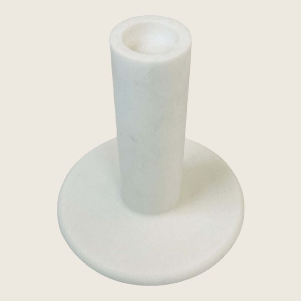 Pin Drop Tall White Marble Candle Stand