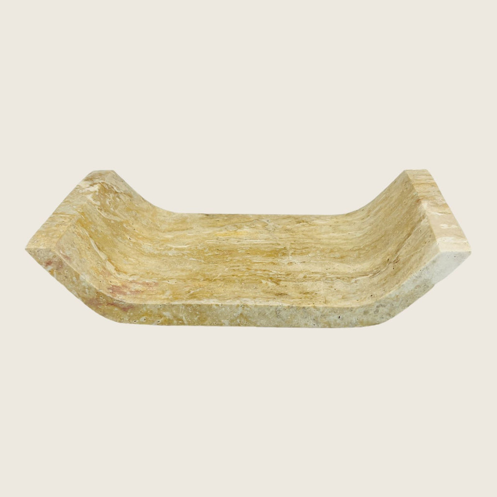 Travertine Curved White Spot Tray