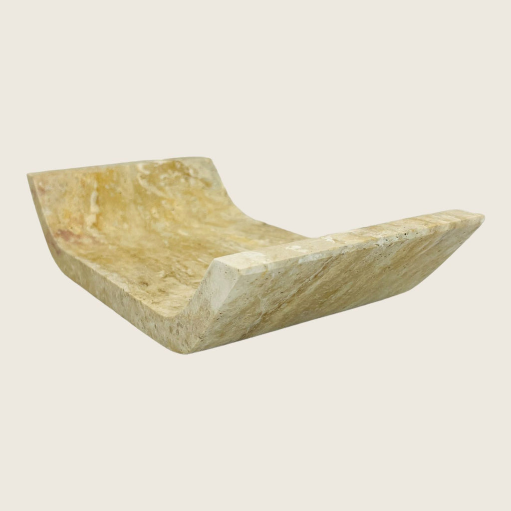 Travertine Curved White Spot Tray