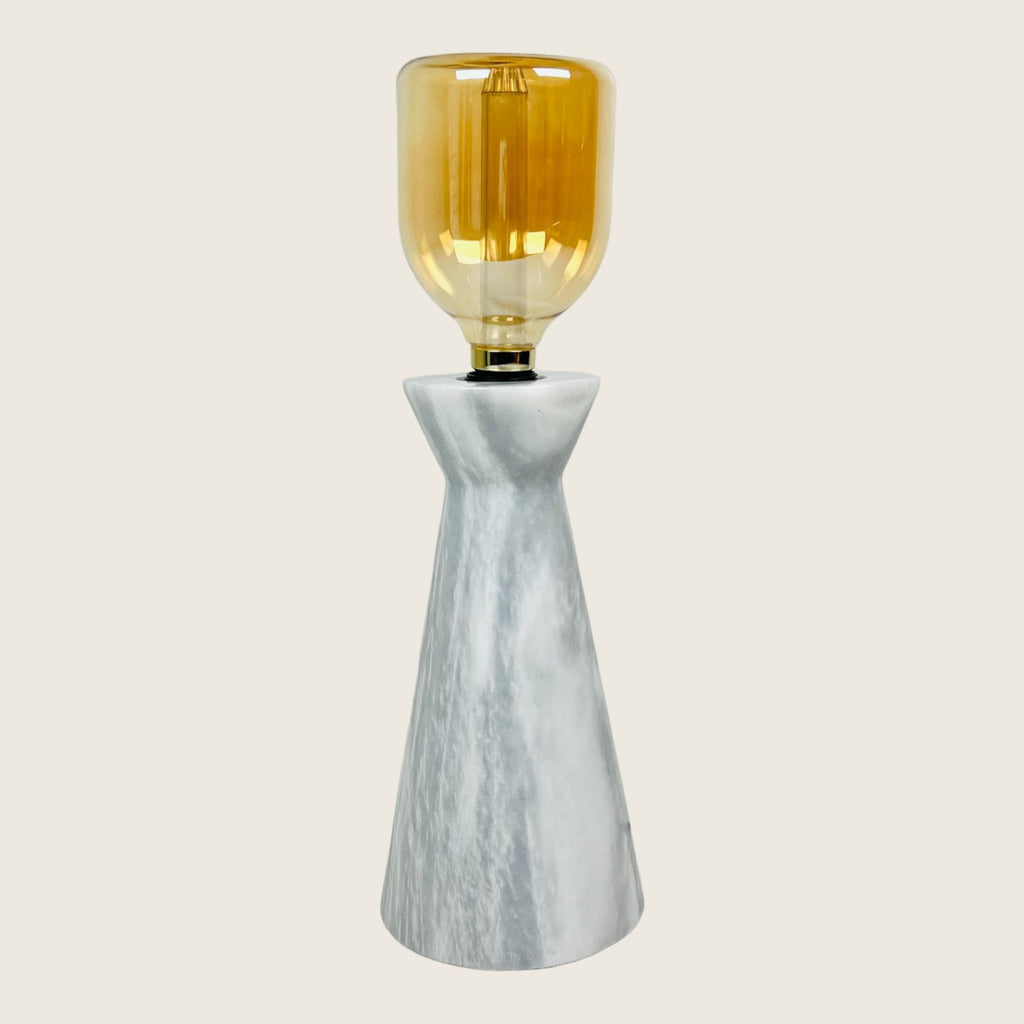 Upside Down Funnel Grey Lined Table Lamp