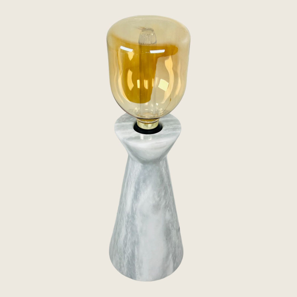 Upside Down Funnel Grey Lined Table Lamp