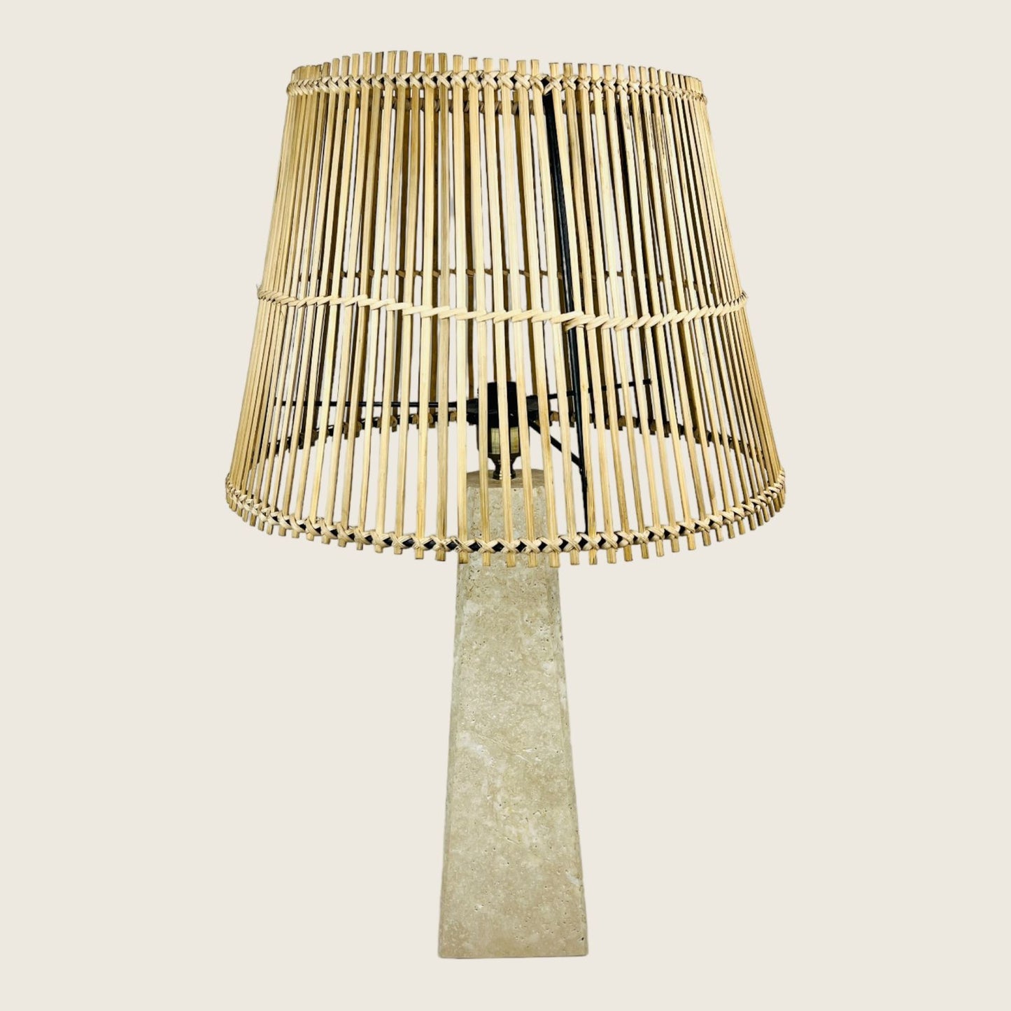 Trapezoid Table Lamp - Travertine
