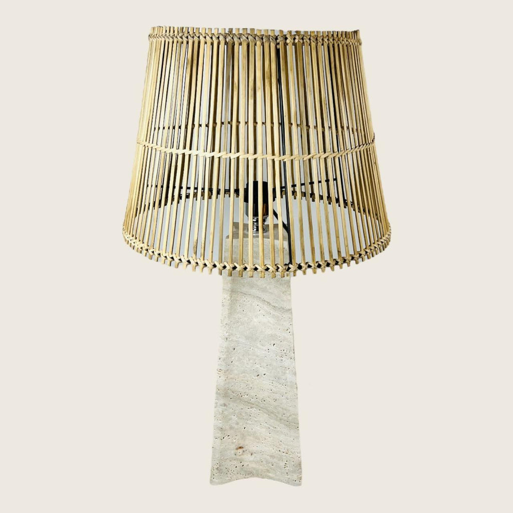 Tall Curved Bottom Travertine Table Lamp