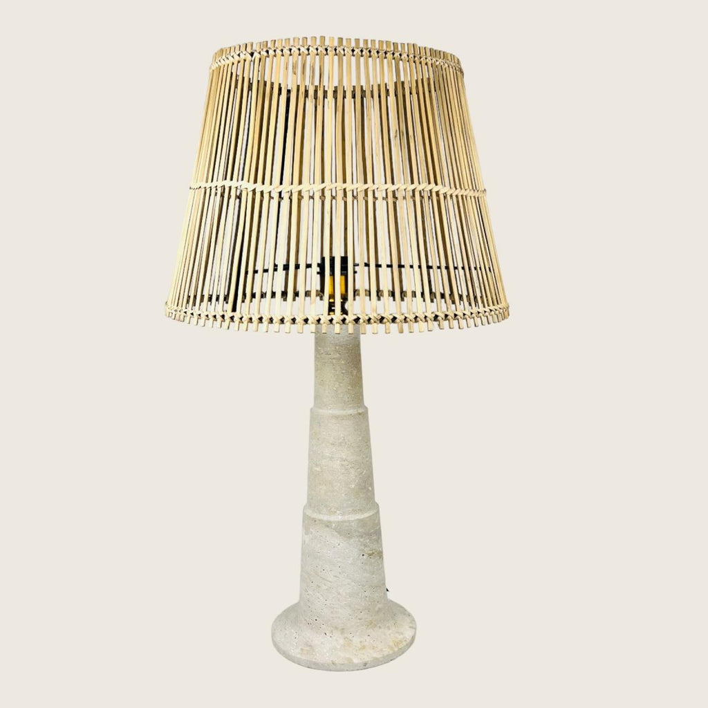 Stepped Travertine Table Lamp