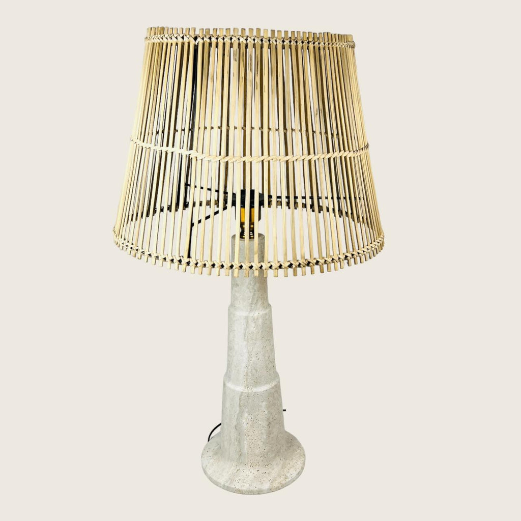 Stepped Travertine Table Lamp