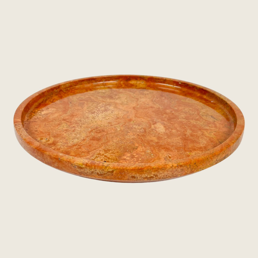 Bright Red Travertine Plate