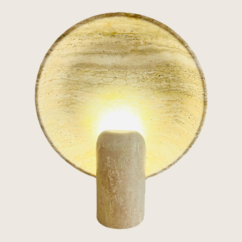 Disc Streaked Travertine Table Lamp