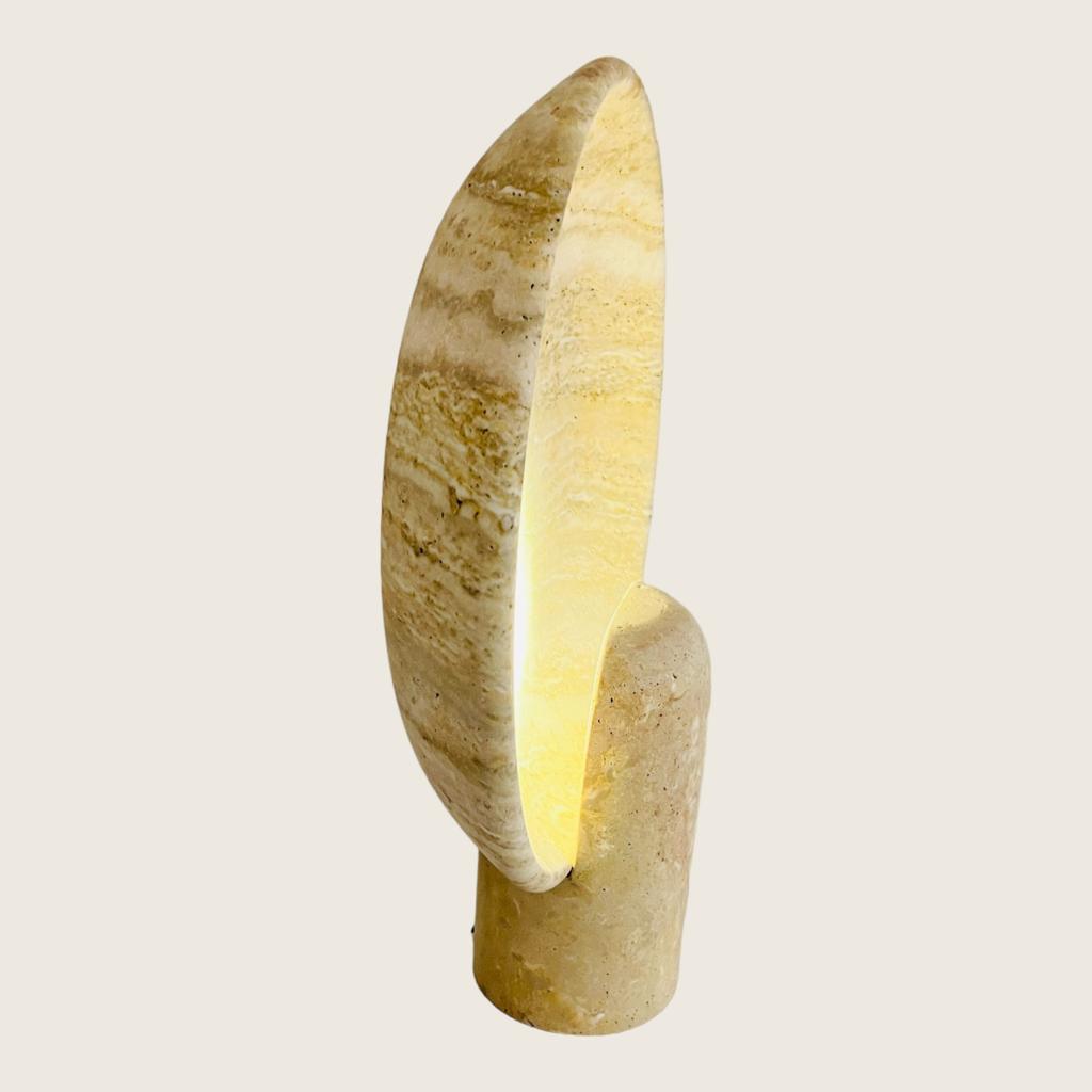 Disc Streaked Travertine Table Lamp