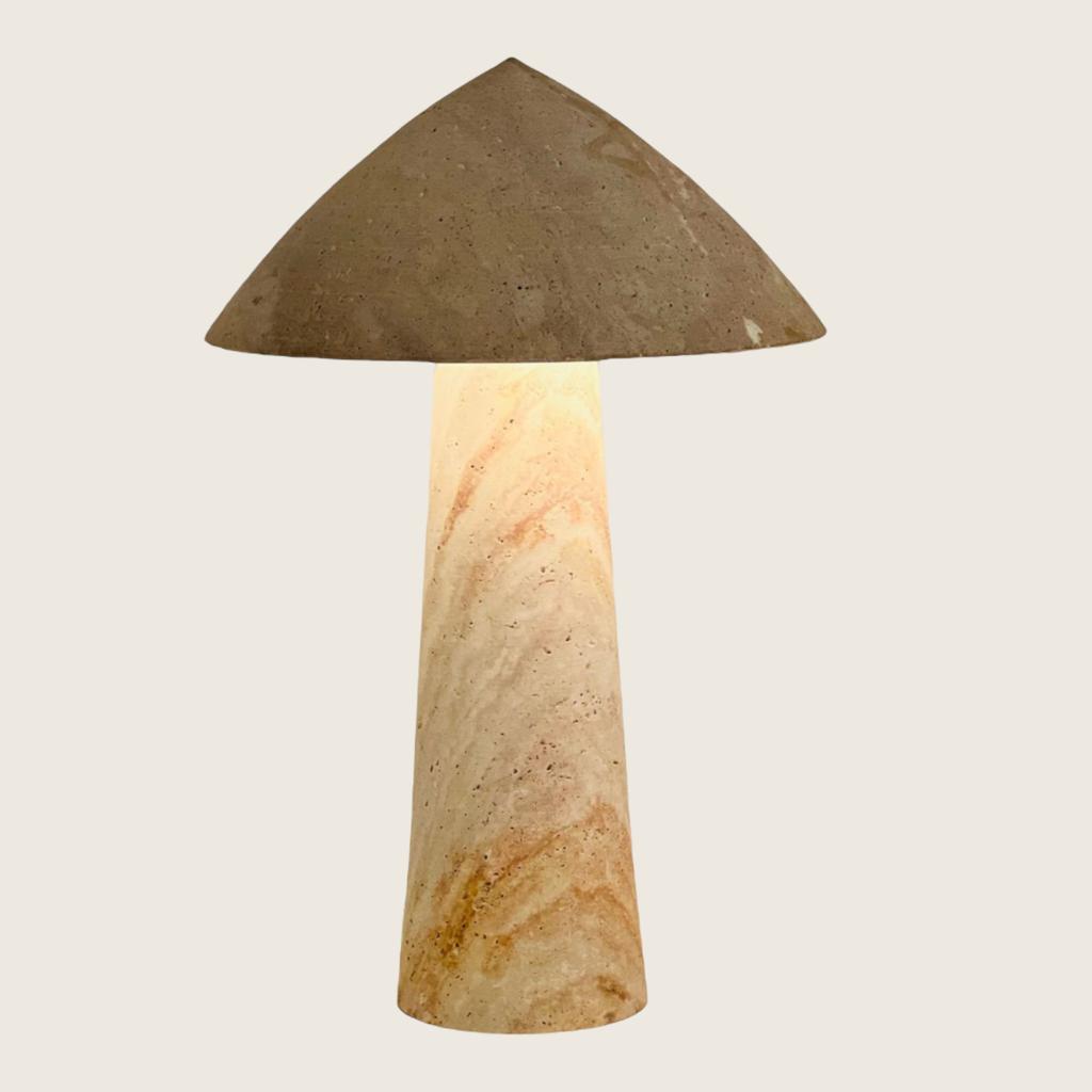 Cone-Head Travertine Table Lamp