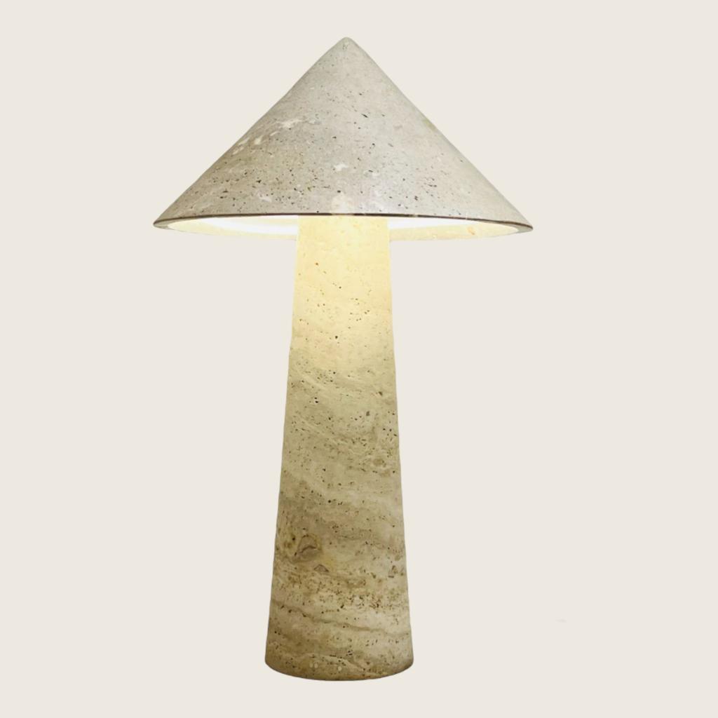 Cone-Head Travertine Table Lamp