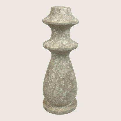 Ringed Bulb Candle Stand - Travertine