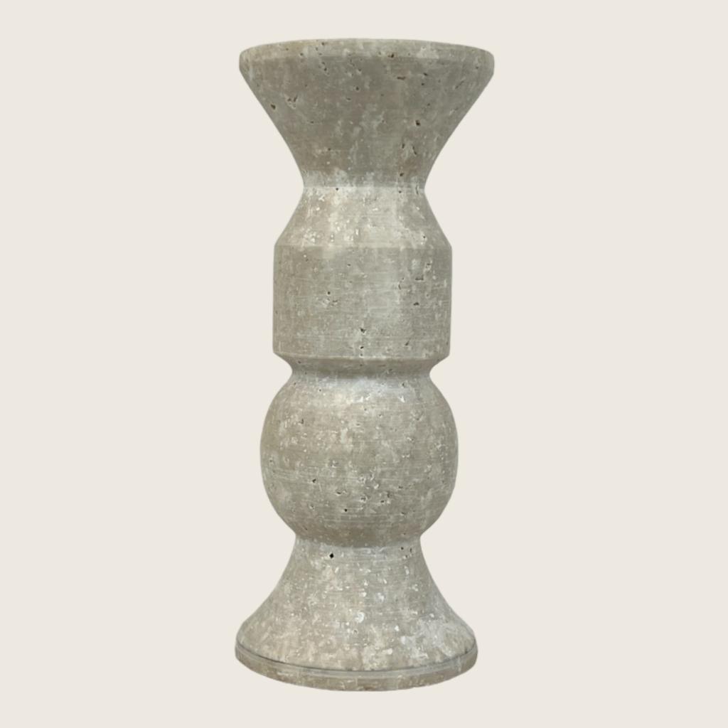 Pawn Bulged Travertine Candle Stand